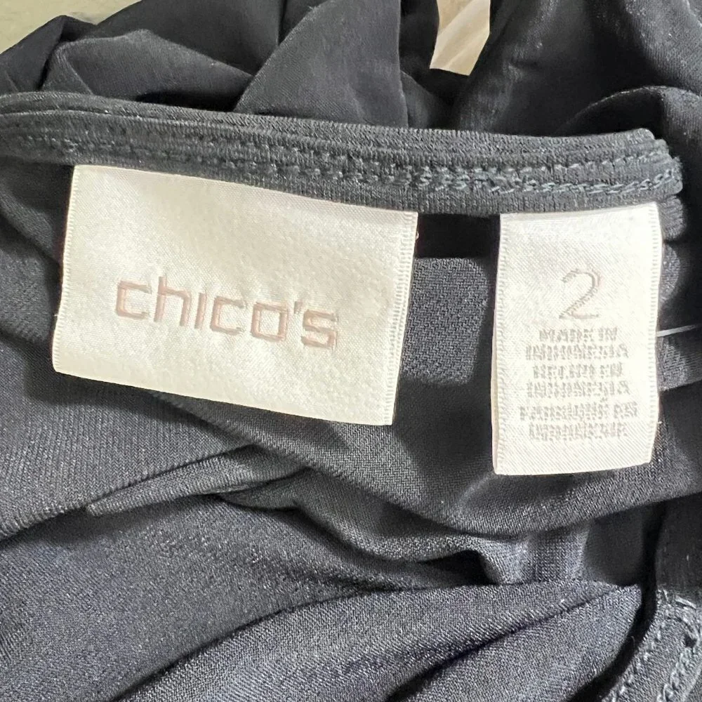 Chico's Dress Black Solid Zip Knit Kit Size 2 L 12 NWT - Picture 9 of 10